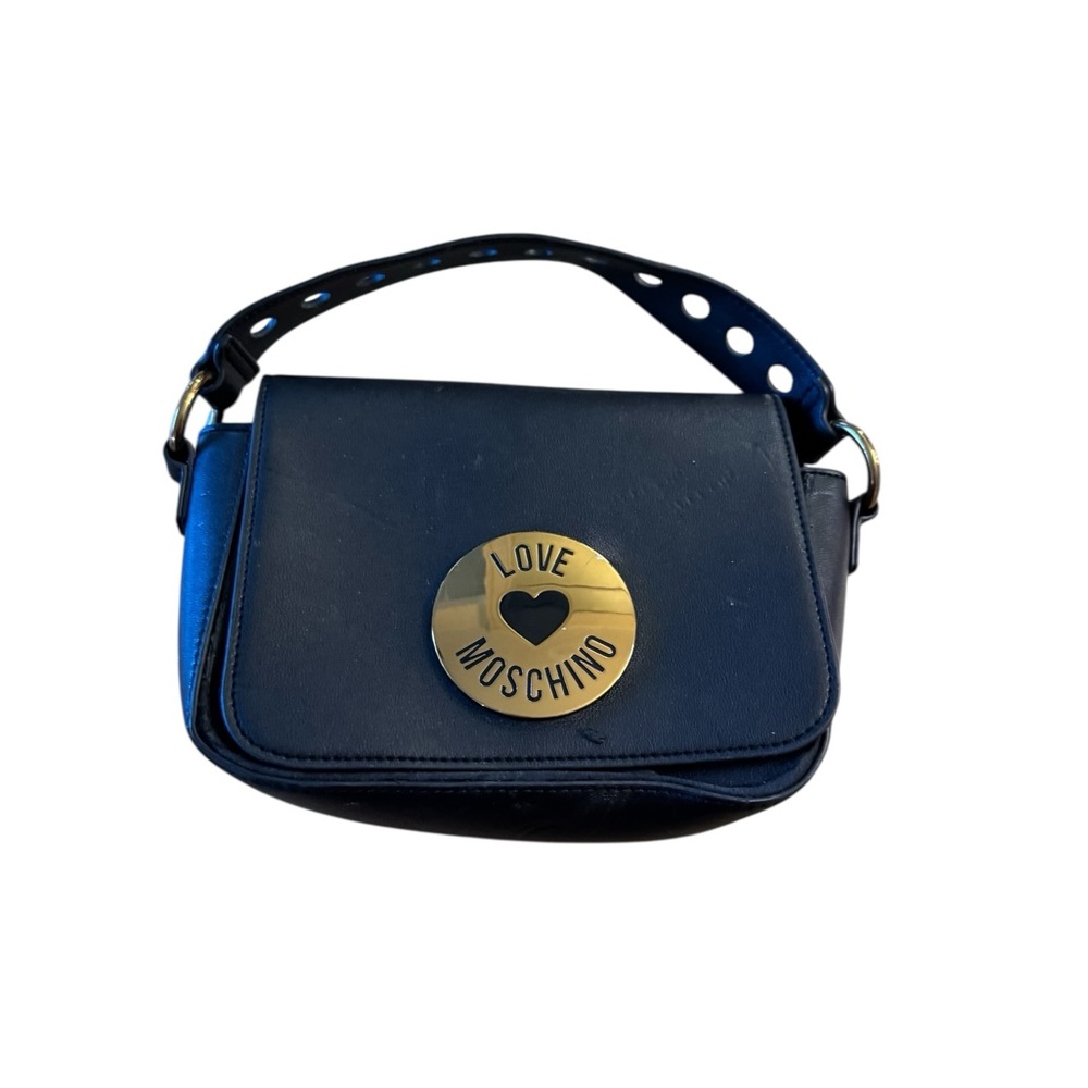 Love Moschino | Black Crossbody Bag with Gold Accent Red Interior Short Strap